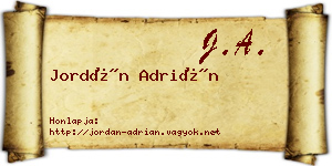Jordán Adrián névjegykártya